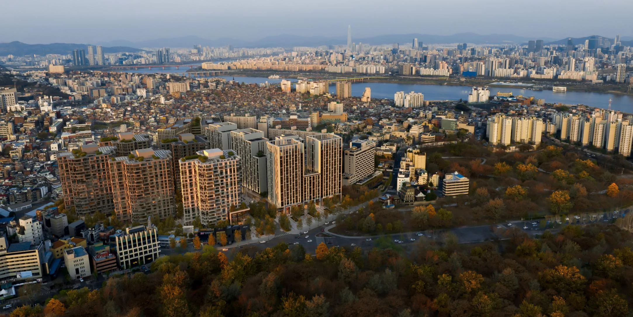 용산공원과 한강을 배경으로 한 더 파크사이드 서울 조감도